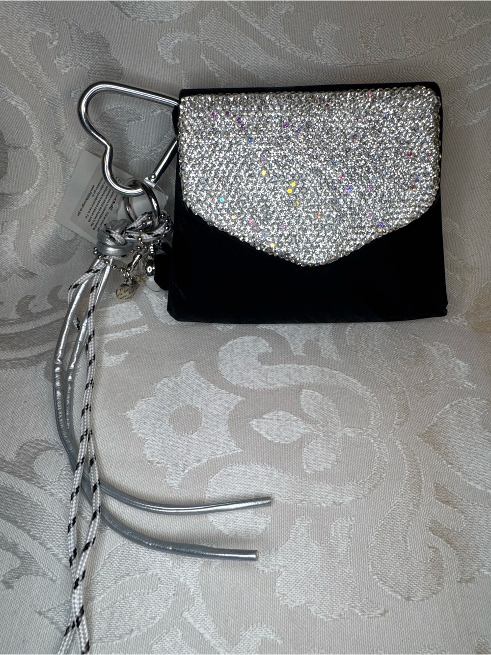 New Sparkle Envelope Clutch Keychain Wallet - Silver and Black